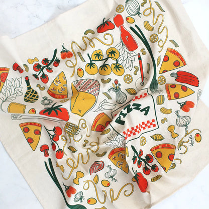 Italian for Dinner Pizza & Pasta Kitchen Tea Towel