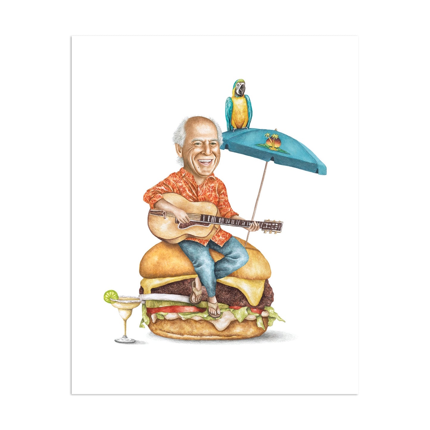 Jimmy Buffett on a Cheeseburger 8" x 10" Archival Print