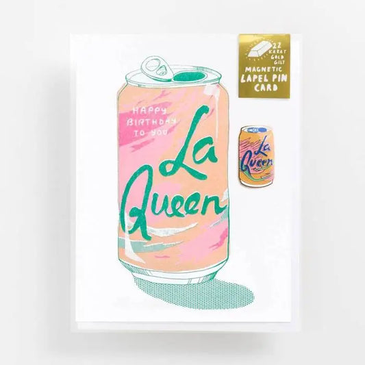 La Queen Risograph Card with Magnetic Enamel Pin