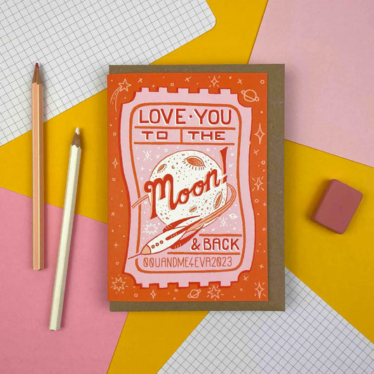 I Love You To the Moon & Back Ticket Valentine's Day or Love Card