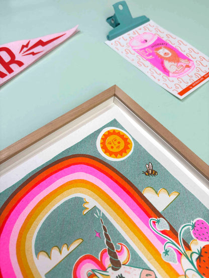 Magical Unicorn 8.25" x 11.75" Risograph Print