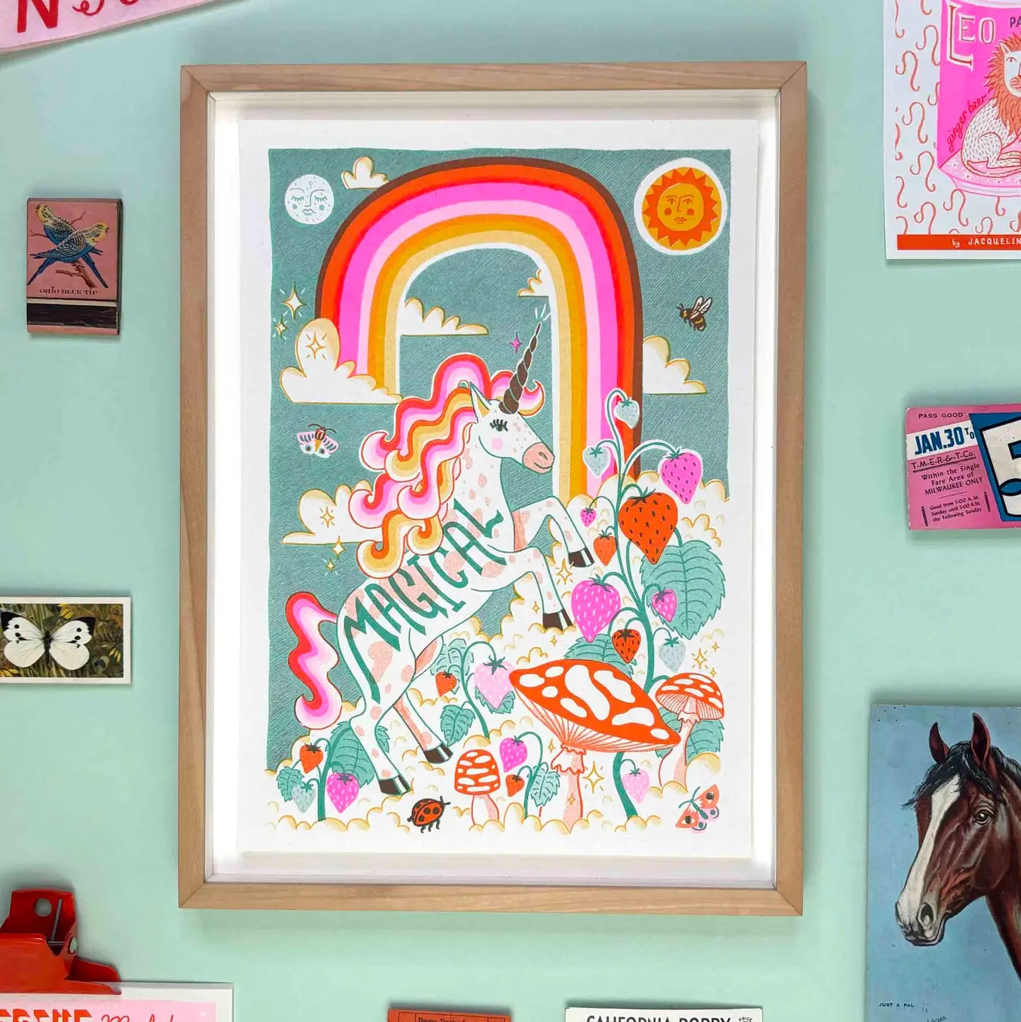 Magical Unicorn 8.25" x 11.75" Risograph Print