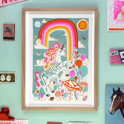 Magical Unicorn 8.25" x 11.75" Risograph Print