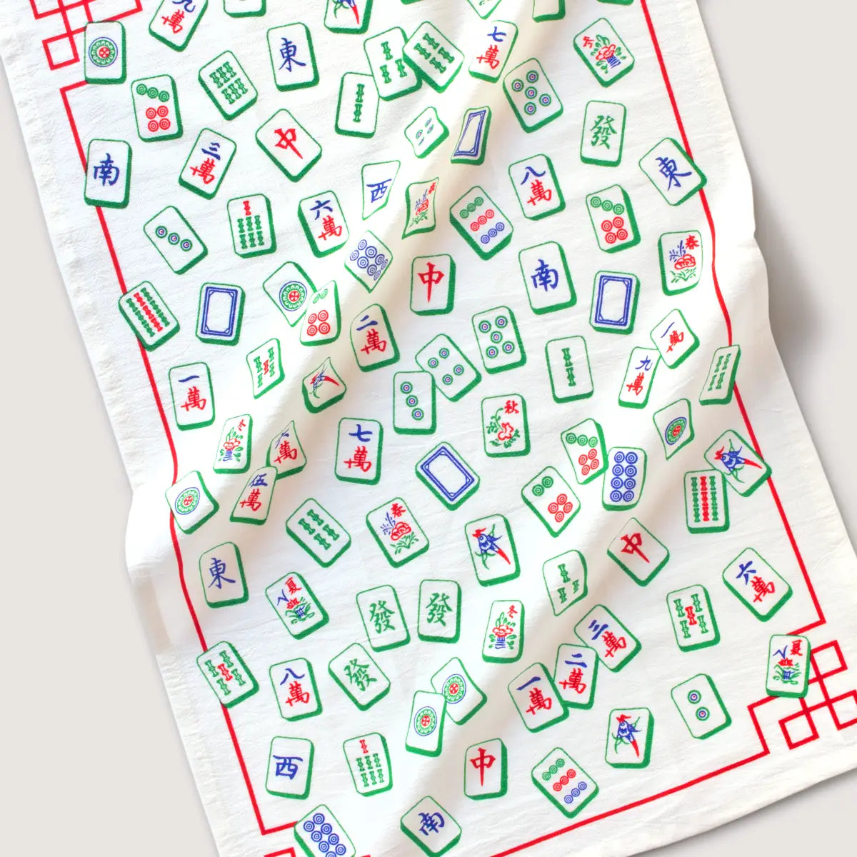 Mah Jong Tiles Screen Printed Tea Towel