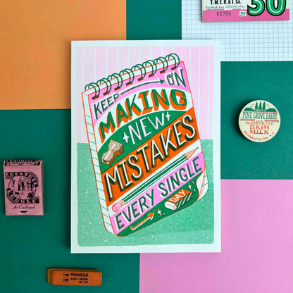 Make Mistakes 5.75" x 8.25" Risograph Print