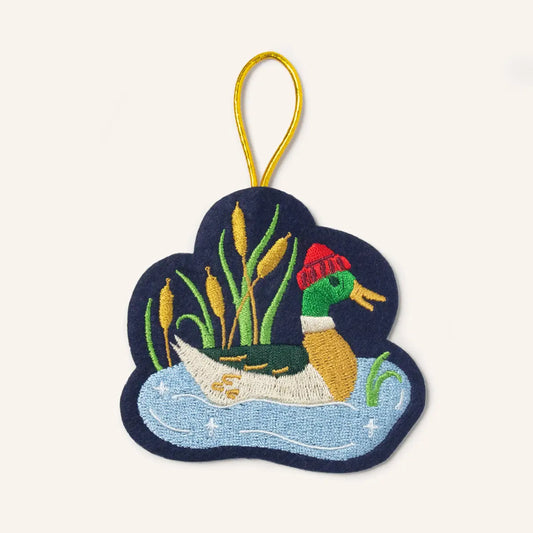 Duck Pond Embroidered Holiday Ornament
