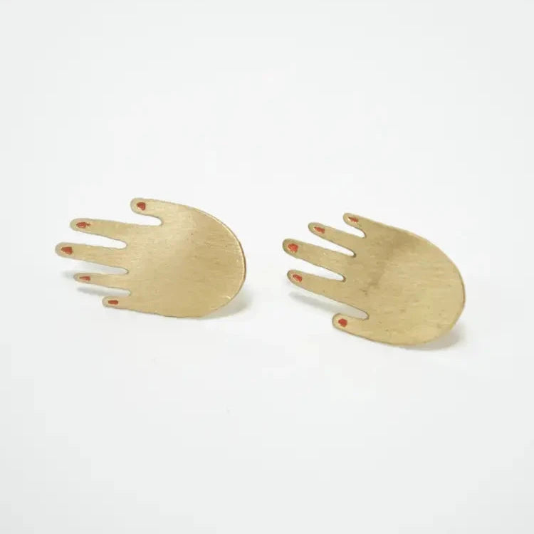 Mani Hand Brass Stud Earrings