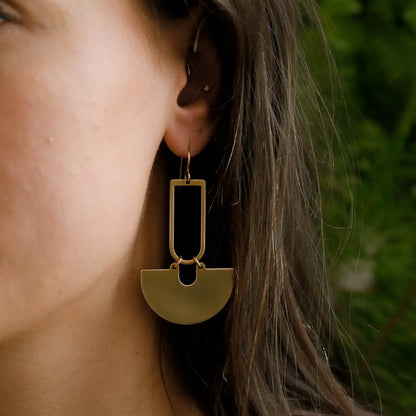 Marie-Louise Geometric Brass Statement Earrings