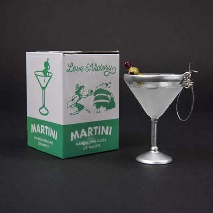 Martini Handblown Glass Holiday Ornament