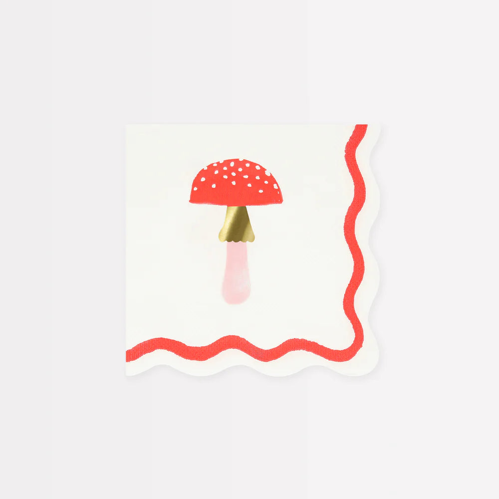 Merry Mushrooms Paper Cocktail Napkins (Pack of 16)