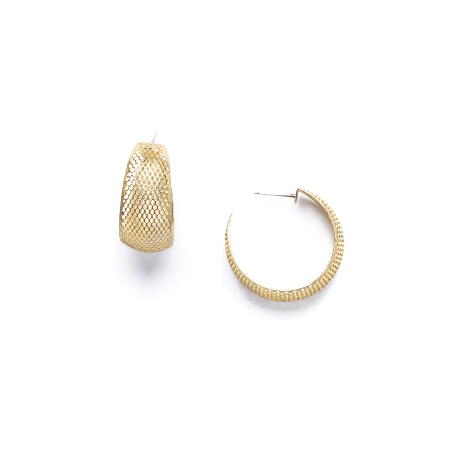 Mesh Brass Hoop Earrings