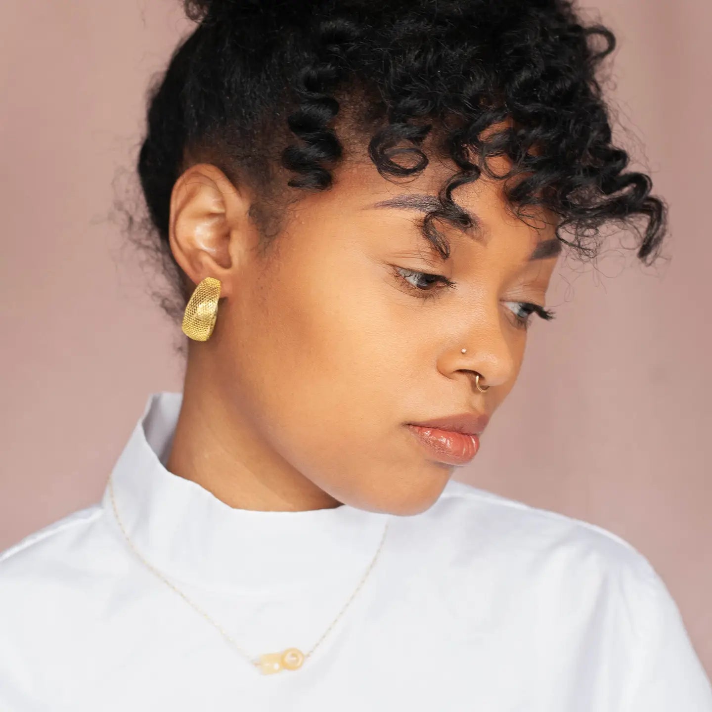 Mesh Brass Hoop Earrings
