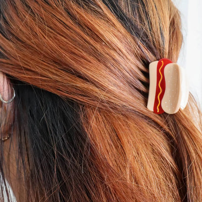 Mini Hot Dog 1.5" Half Up Hair Clip