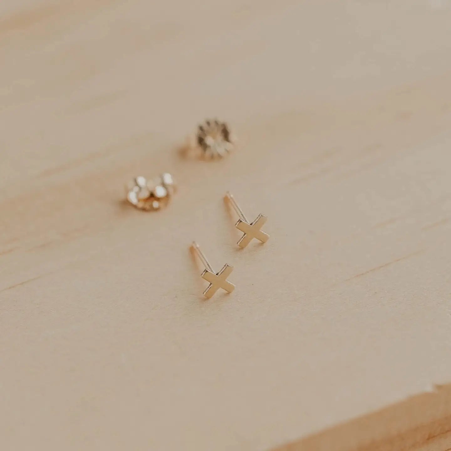 Tiny X 14k Gold Stud Earrings