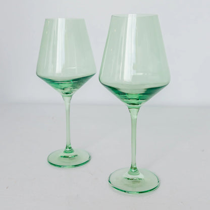 Handblown Mint Green Colored Wine Glass