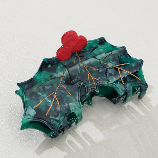 Christmas Holly 4" Hair Clip