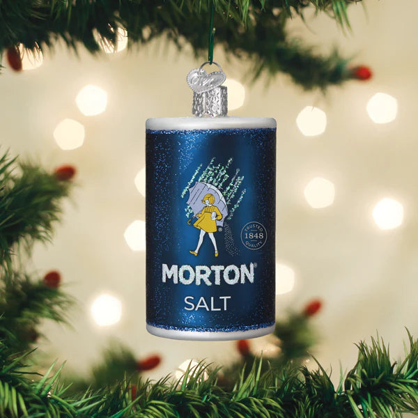 Morton Salt Canister Glass Ornament