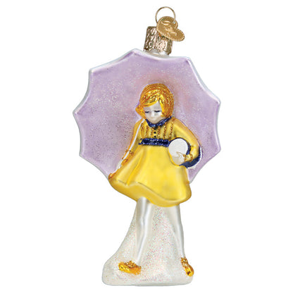 Morton Salt Girl with Umbrella Glass Ornament