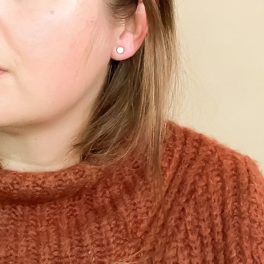 Mother of Pearl Gold Fill Circle Stud Earrings