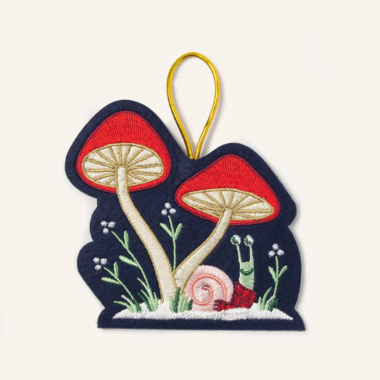 Mushrooms & Snail Holiday Ornament