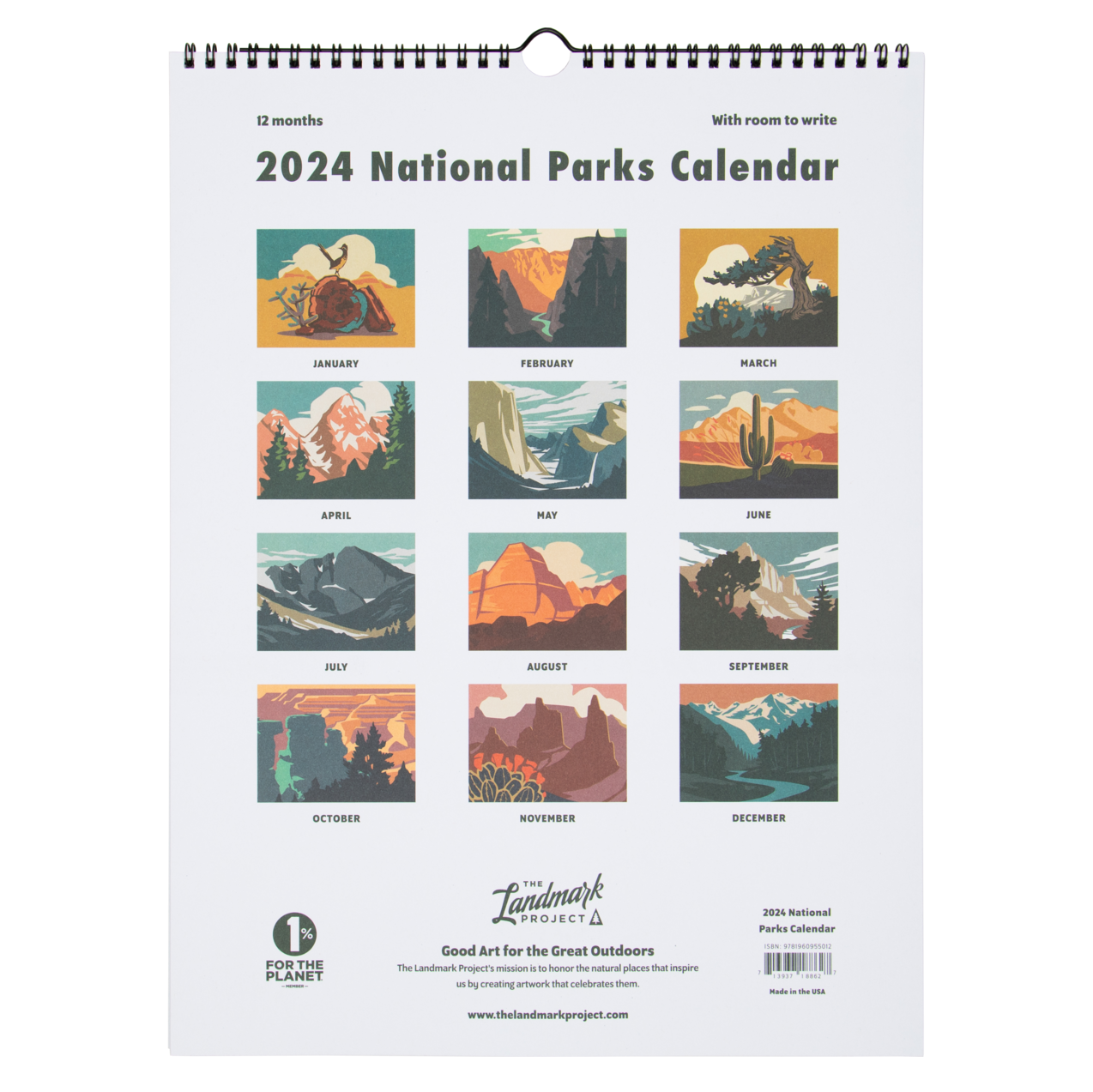 2024 National Parks Wall Calendar