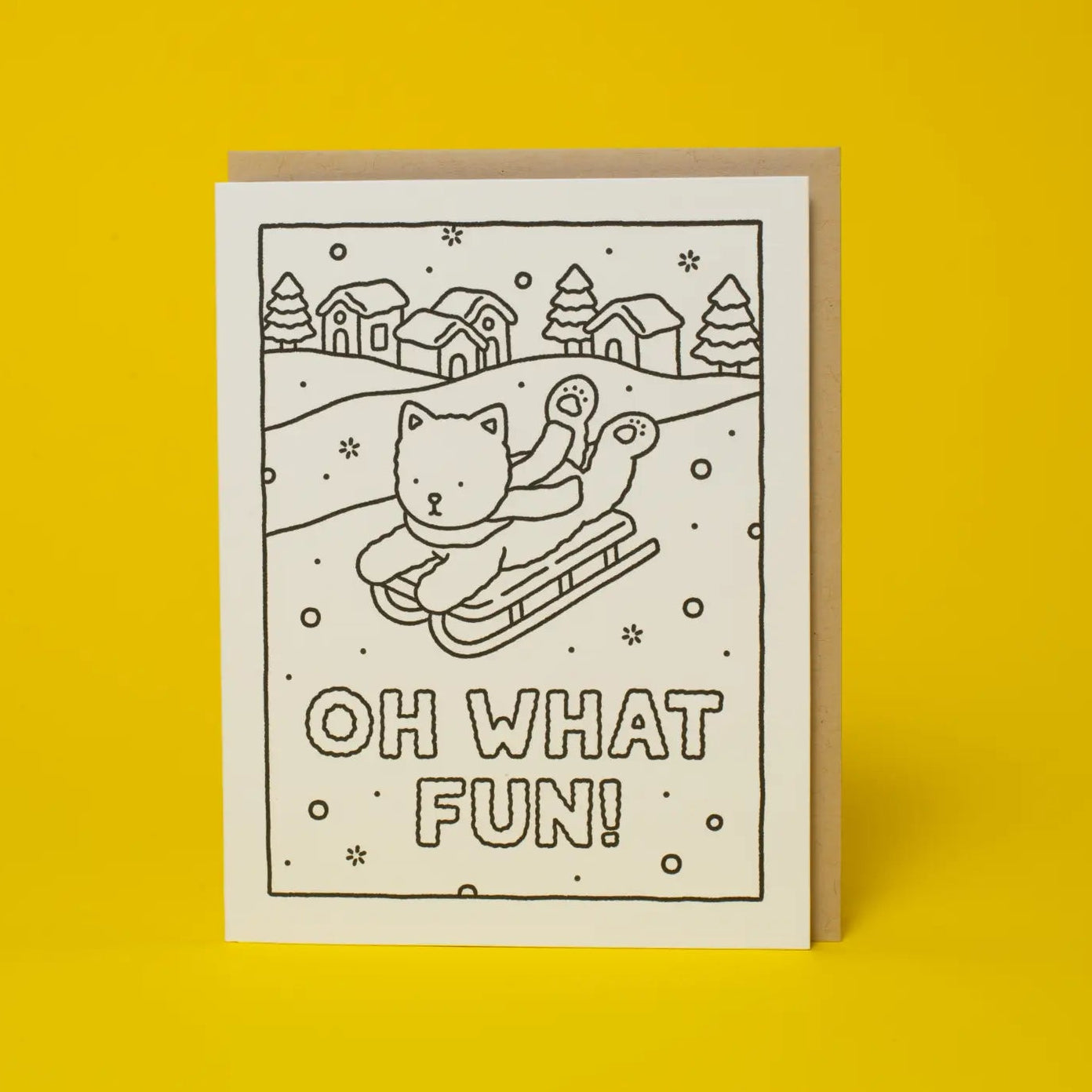 Oh What Fun Sled Holiday Coloring Card