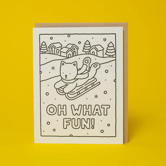 Oh What Fun Sled Holiday Coloring Card