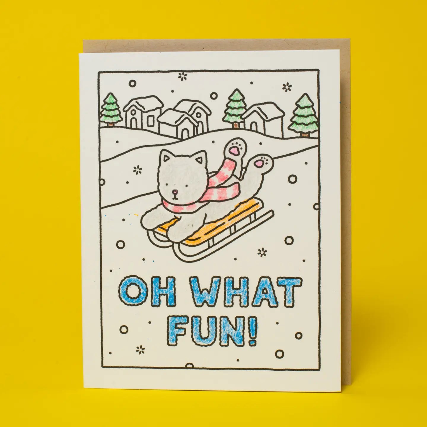 Oh What Fun Sled Holiday Coloring Card