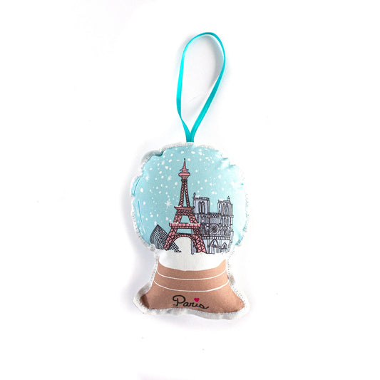 Paris Snow Globe Travel Stuffed Ornament