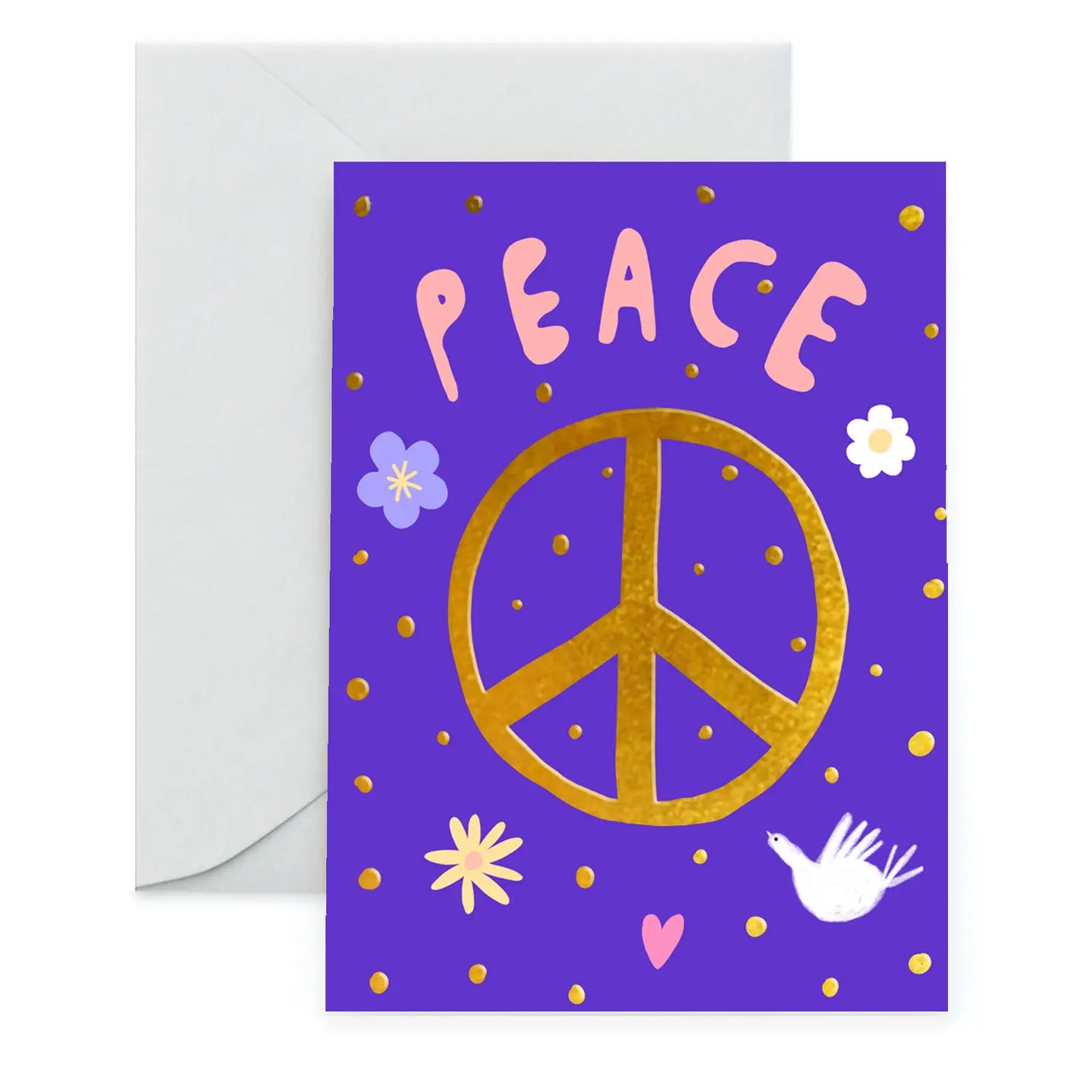 Golden Peace Sign Holiday Card