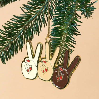 Peace Hands Enamel Holiday Ornament