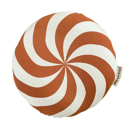 Peppermint Swirl Screen Printed Round Canvas Pillow