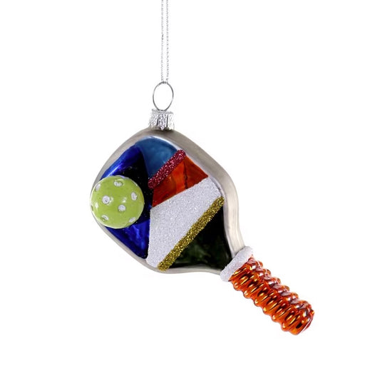 Pickleball Glass Holiday Ornament
