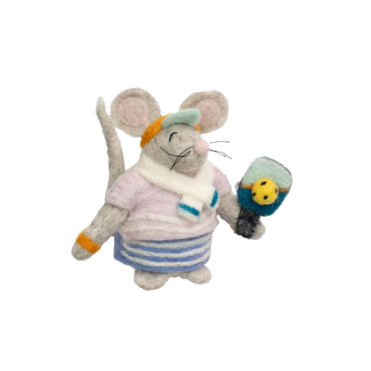 Pickleball Mouse Felt Holiday Ornament