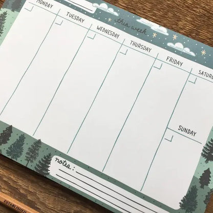 Pine Trees Weekly Desktop Planner Notepad