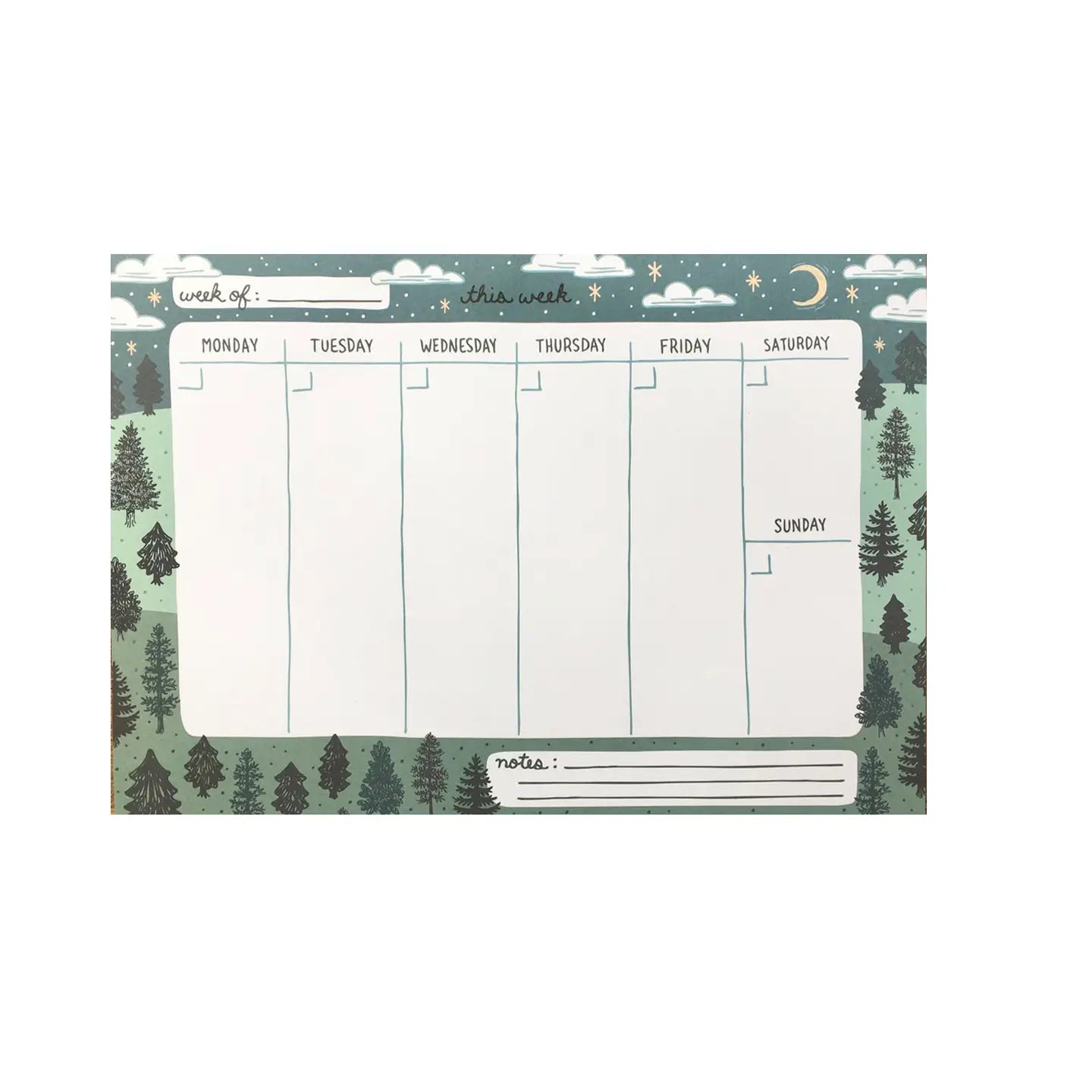 Pine Trees Weekly Desktop Planner Notepad