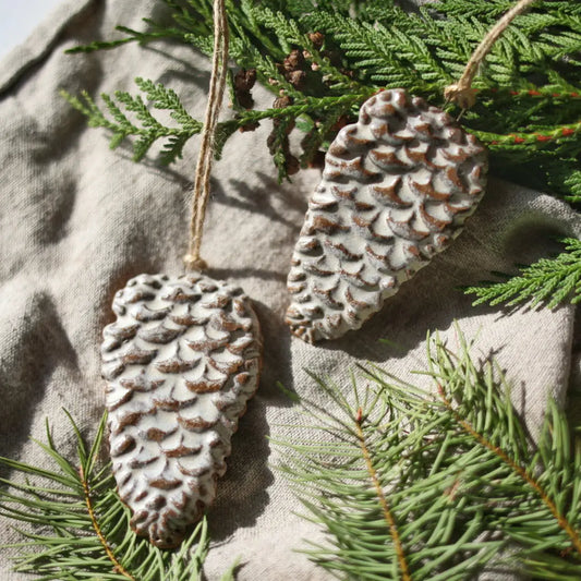 Pinecone Stoneware Ceramic Ornament