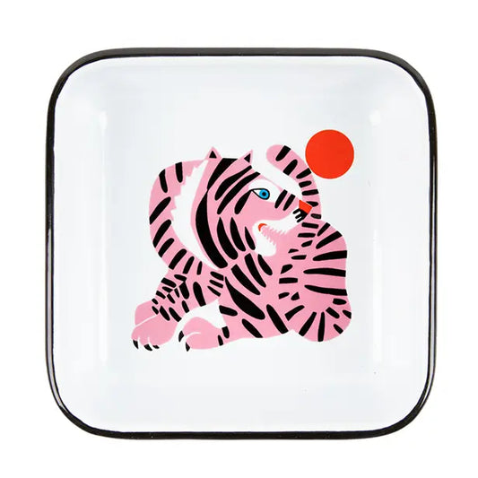 Pink Tiger Small Enamel Trinket Tray