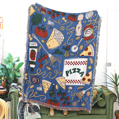 Italian for Dinner Pizza Tapestry 50" x 68" Woven Throw Blanket