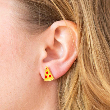 Pizza Stud Enamel Earrings