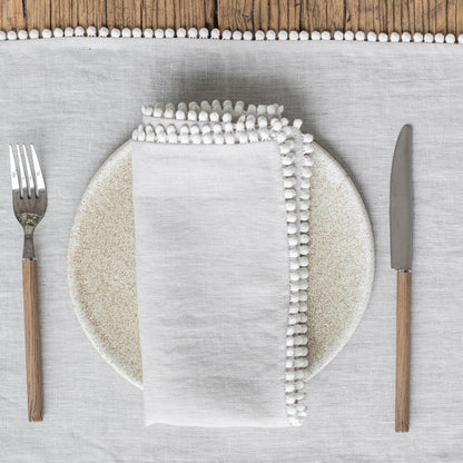 Pom Trim Stonewashed Linen Napkin