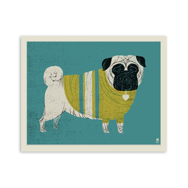 Pug in Sweater 11" x 14" Screen Print