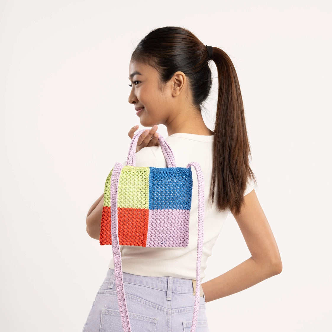 Quattro Raffia Mini Tote Bag