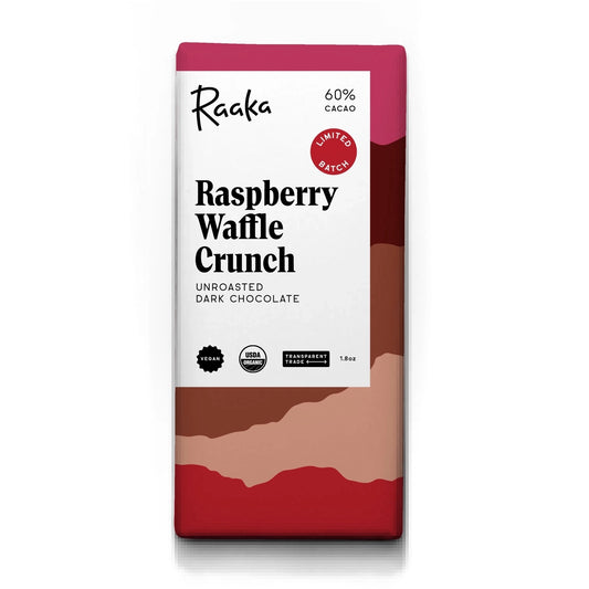 Raspberry Waffle Crunch Unroasted 60% Dark Chocolate Bar