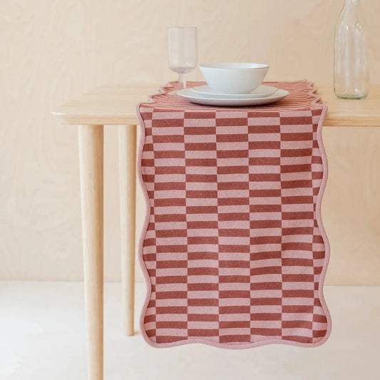 Red Check Cotton Table Runner