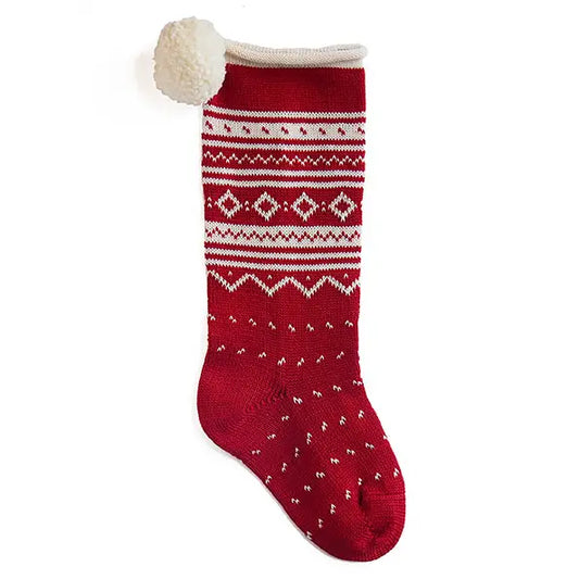Red Nordic Roll Top Knit Stocking