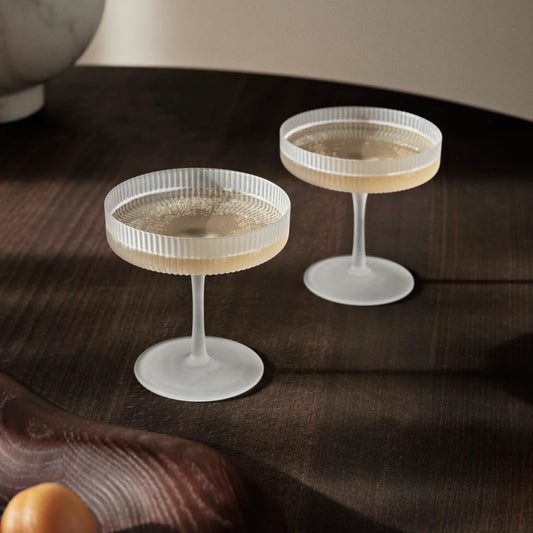 Frosted Ripple Champagne Coupe Glasses (Set of 2)