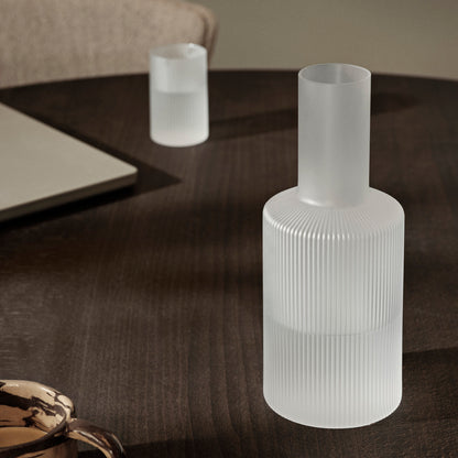 Frosted Ripple Glass Tall Carafe With Lid