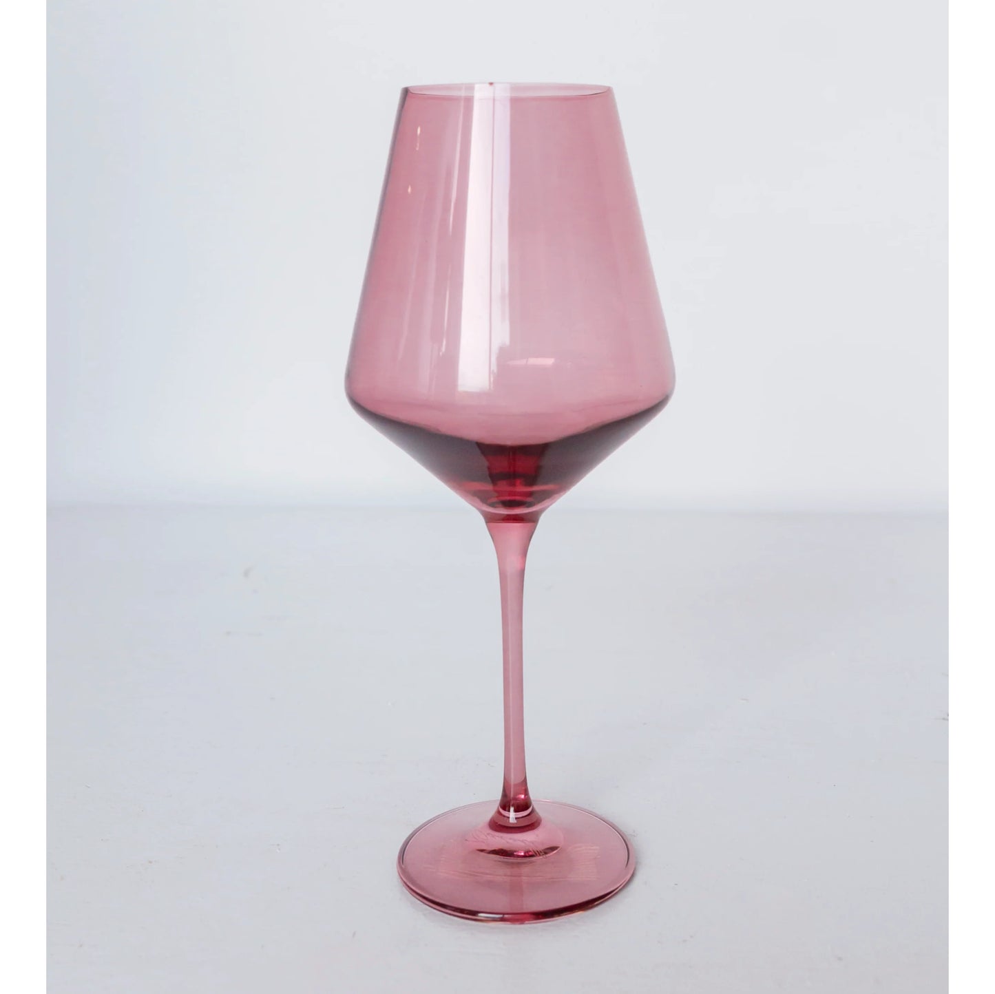Handblown Rose Pink Colored Wine Glass