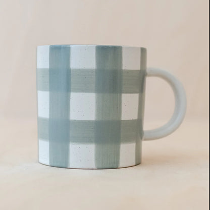 Sage Green Check Plaid 14 Oz Ceramic Mug